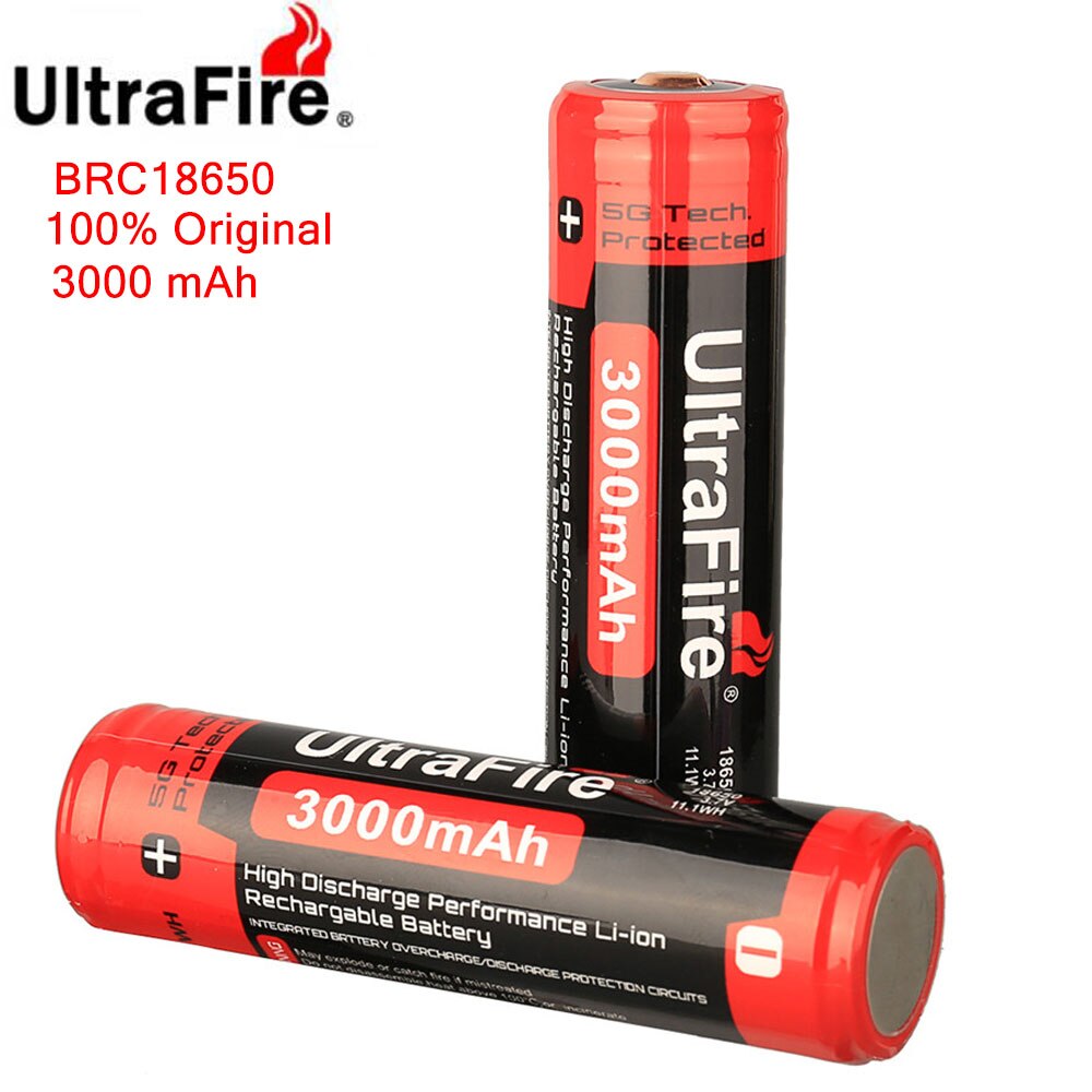 Ultrafire 100% Original 18650 Battery With PCB 3.7V 3000mAh Li-ion Rechargeable Battery For Flashlight Batteries