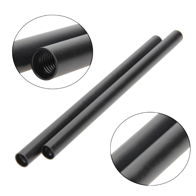2 pièces en alliage d'aluminium Standard DSLR caméra tige 15mm tiges M12 filetage femelle 25cm 10 "-1052 caméra photographie Guide Rail tiges
