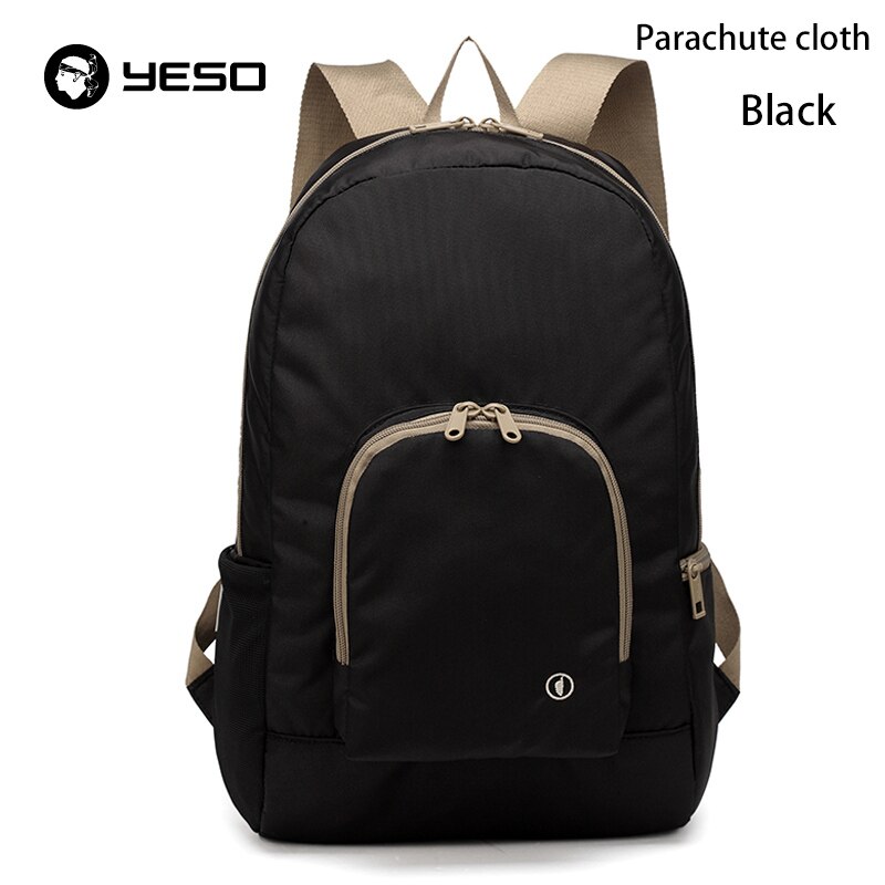 YESO Neue Männer Faltbare Rucksack Für Teenager Lässig Reise Rucksack Wasserdichte Tragbare Klapp Rucksack Frauen Nylon Taschen: black