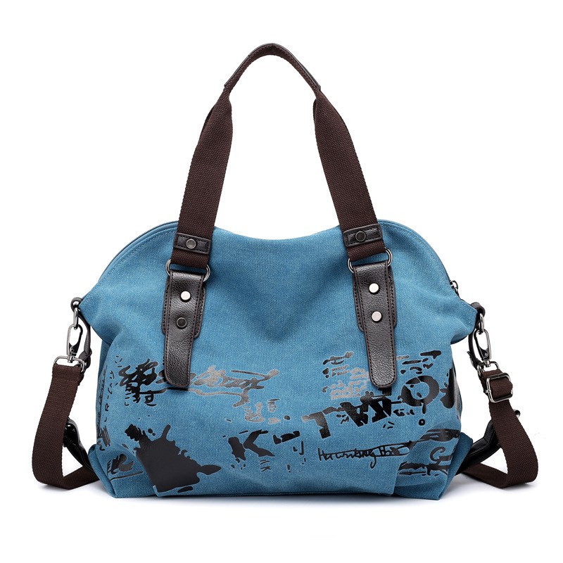 Canvas Tassen Voor Vrouwen Mode Graffit Toevallige Handtas Grote Capaciteit Canvas Schoudertas Crossbody Tassen 2022 Sac A Main muje: Blue1