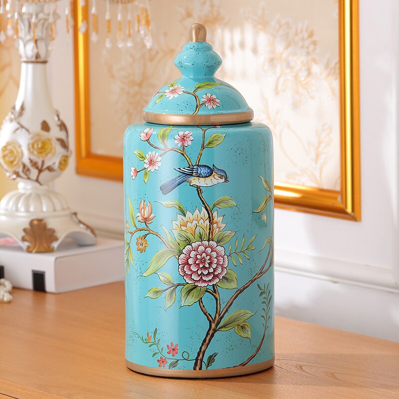 Bocaux de rangement en porcelaine à motifs de fleurs peintes, pot à bonbons Antique, boîte à thé, Vase en céramique polyvalent, décor Vintage pour la maison