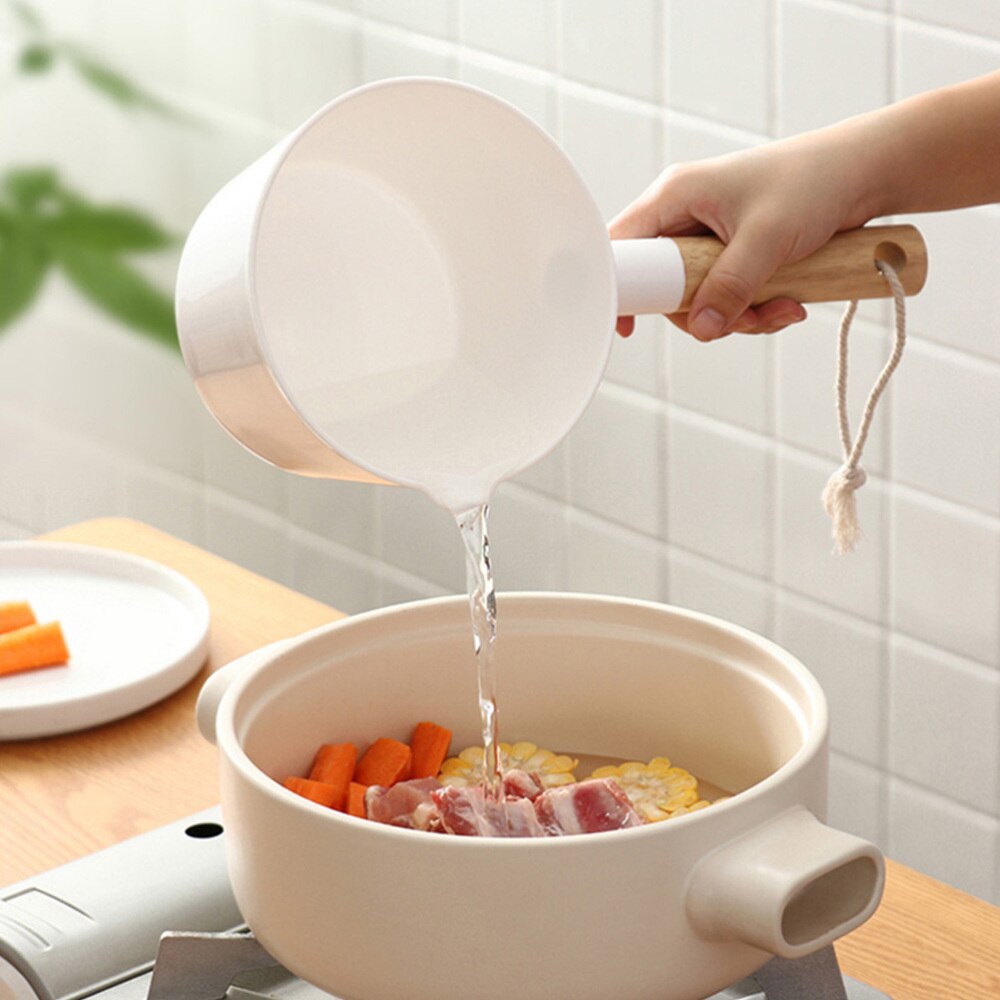 2pcs Water Ladle Wooden Long Handle Water Scoop for Home Kitchen
