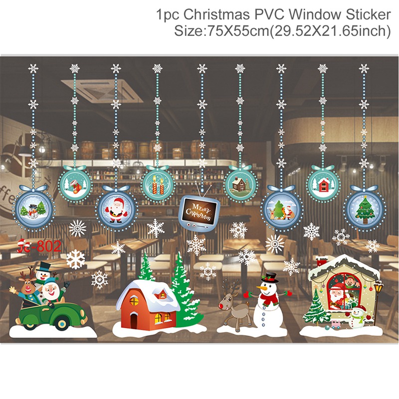 QIFU-pegatina de pared de Feliz Navidad para el hogar, decoración navideña de vidrio para ventana, sala de estar, pegatinas de Feliz Año , 2024, 2025