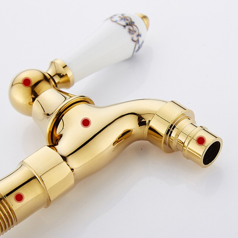 Wall-Mounted Faucet Bibcocks Brass Tap Decorative European Style Taps Washing Machine Mixing Valve 4 Points Single Cold Water