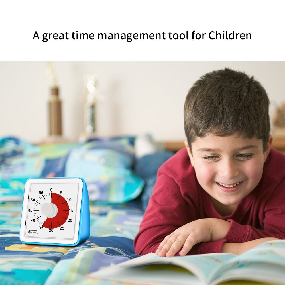 60 minutters analog visuel timer, lydløs nedtælling, tidsstyringsværktøj til børn og voksne visuel analog timer