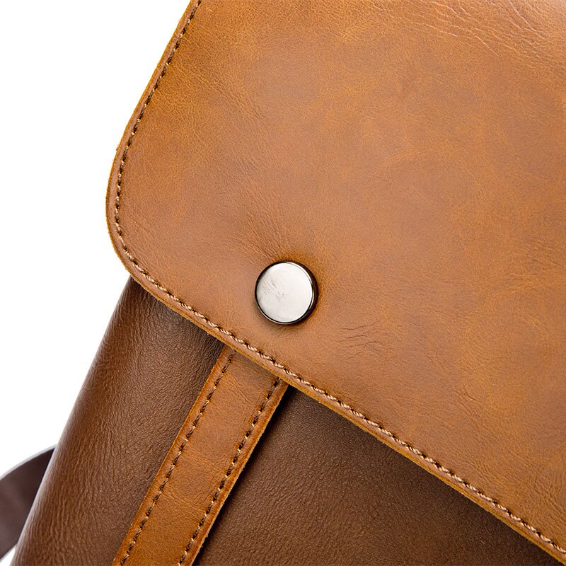 Mochila De Cuero Pu impermeable para hombre, bolso de viaje, escolar, marrón, para Notebook, universidad, Vintage