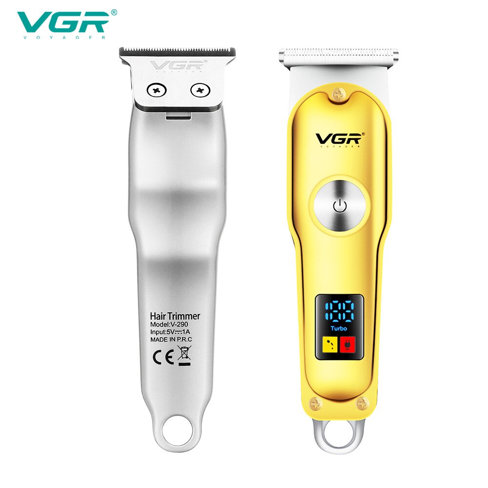 Vgr merke hårklipper mann lcd opprinnelig  t9 maskin alle metall v -290 trimmer skjegg hårklipp frisør kam personlig
