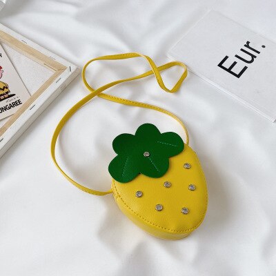 Lovely Little Girls Crossbody Purse Fruit Shaped Shoulder Bag Chic Coin Purse for Daily Use Children Bags Summer: Yellow