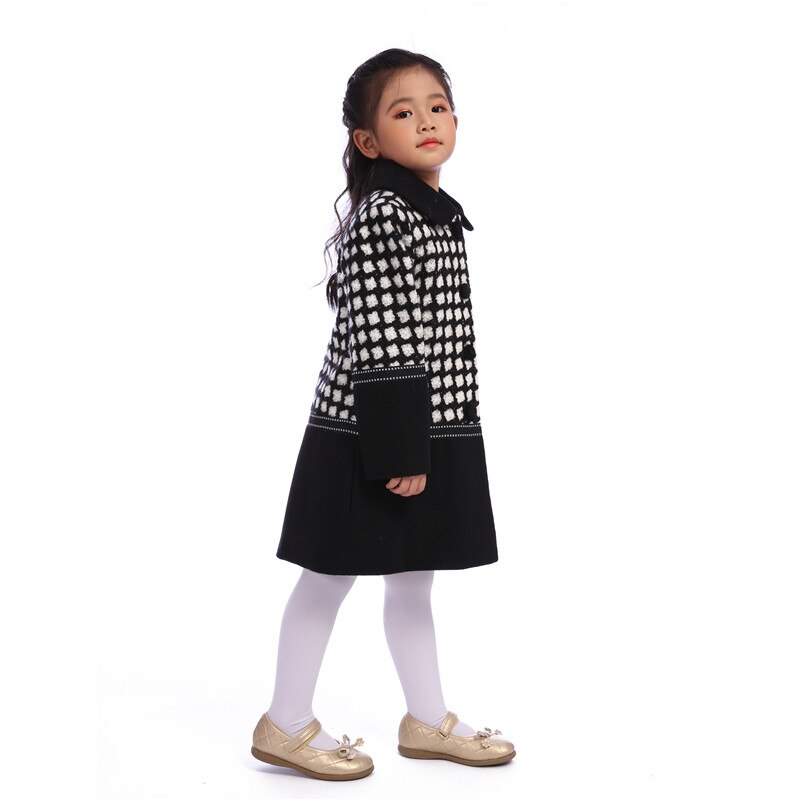 Invierno otoño cálido niñas abrigo ropa de calle primavera niños Chaquetas Niña negro Checker ropa Casual