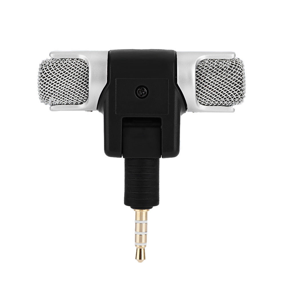 Portable Mini Microphone for Phone PC Laptop Stereo Recording Left and Right Channel Microphone Mic with 3.5mm Mini Jack