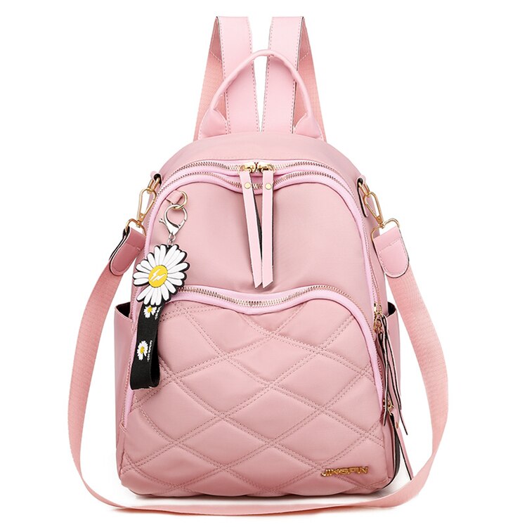 Mochila feminina de pano, mochila feminina de pano oxford, bolsa de ombro escolar para meninas adolescentes, mochila leve para viagem: Rosa