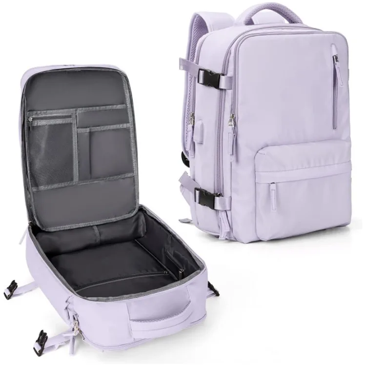 Mochila de viaje para llevar artículos personales, bolsa para vuelos aprobada, maleta de equipaje de mano de 35L, bolsa de fin de semana impermeable para hombres y mujeres: Castaño