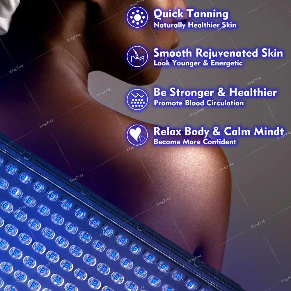 Tanning Lamp 96/144 LED UV Ultraviolet Face Body Tanning Full Blue Light Black Light Home Sunbathing Skin Tanning