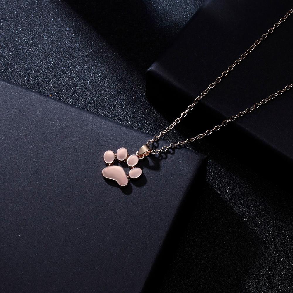 Gold Rose Gold Silber Farbe Niedlichen Hund Pfote Hohl Katze Pfote Mit Herz Anhänger Schlüsselbein Kette Halskette Weibliche Süße Schmuck