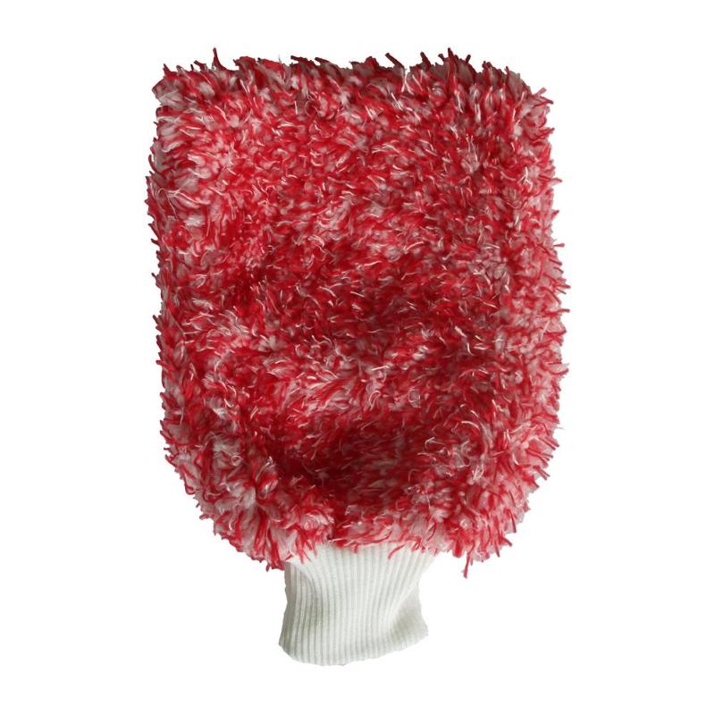 Super microfibra de mitón guante de limpieza de coche suave absorción de agua para el hogar ventana del coche lavar paño de limpieza guante de lavado de cocina: Red