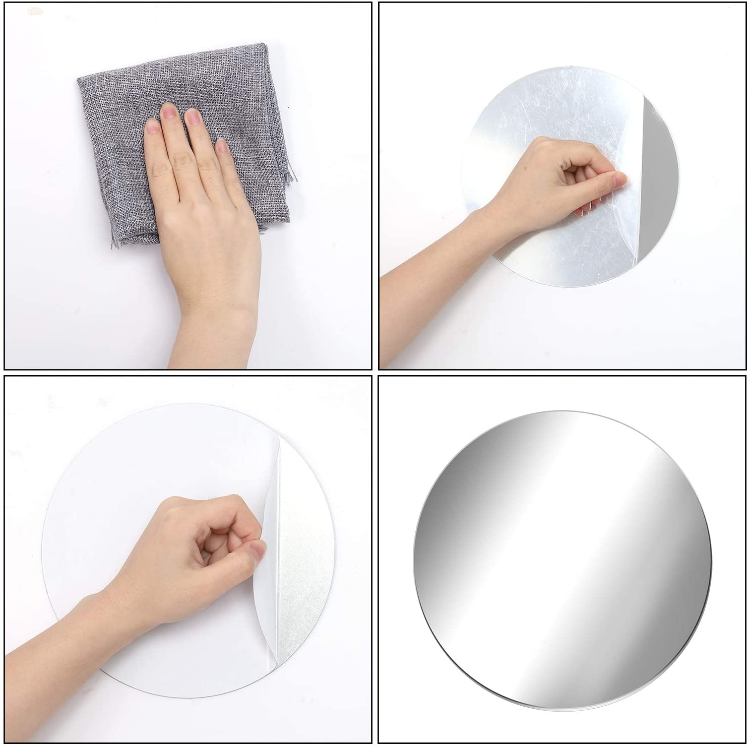 Round Wall Mirror for Wedding Decorations Decor Candle Tray Plate for Baby Shower Parties 2mm thickness 100mm 200mm 300mm