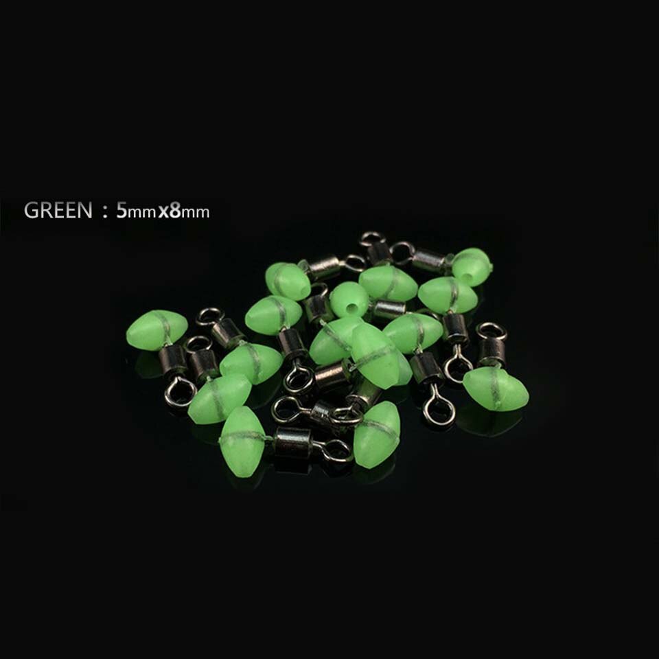Connecteur de plate-forme à poulie en forme de T, accessoires de pêche lumineux en eau salée verte, pivots et perles croisés, 20 pièces/lot: 20pcs Green
