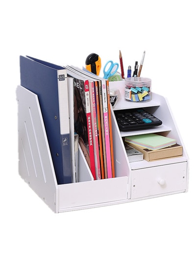 desk accessories file tray organizer Multi Use Stationery Organizer Box With Document File Book Stand Pen Holder Drawer Rack