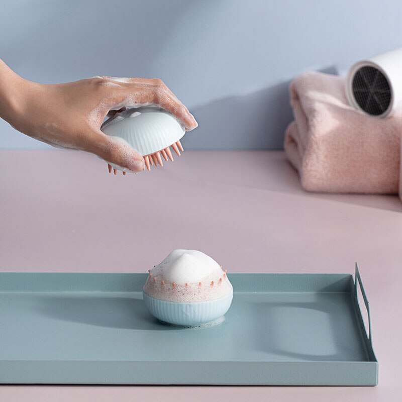 Massage Borstel Drie Gaten Zachte Siliconen Shampoo Borstel Nat En Droog Antislip Massage Borstel: White