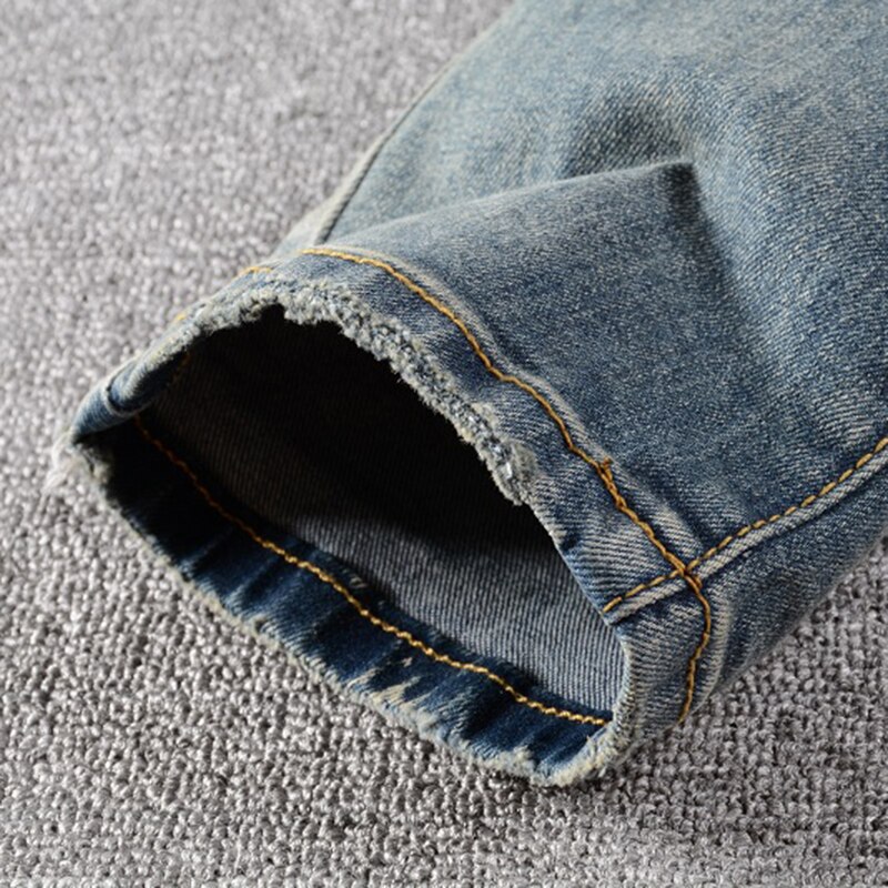 Sokotoo mænds leopardprint patchwork huller flået jeans streetwear slank skinny denim bukser