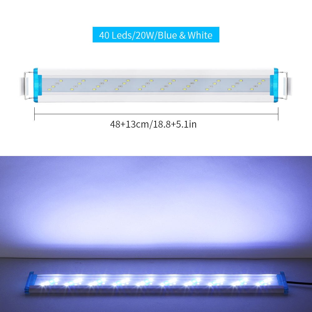 Super Slim Leds Aquarium Verlichting Aquatic Plant Licht 18-58Cm Extensible Waterdichte Clip On Lamp Voor Fish Tank aquarium: 48CM