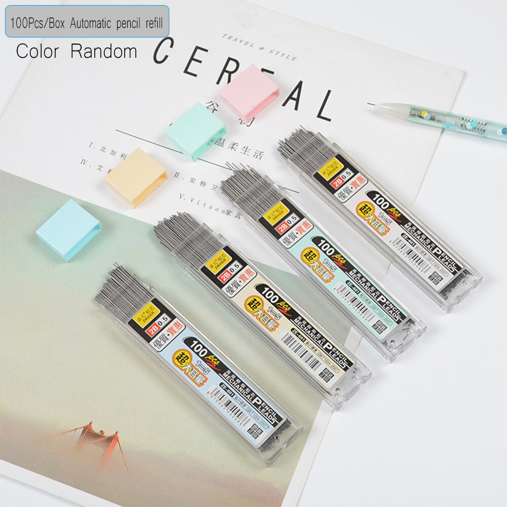 100 Pcs/Box 0,5/0,7mm Graphit Blei 2B Mechanische Bleistift Ersetzen Blei Bleistift Refill Löschbaren Glattes Schreiben zeichnung Schreibwaren