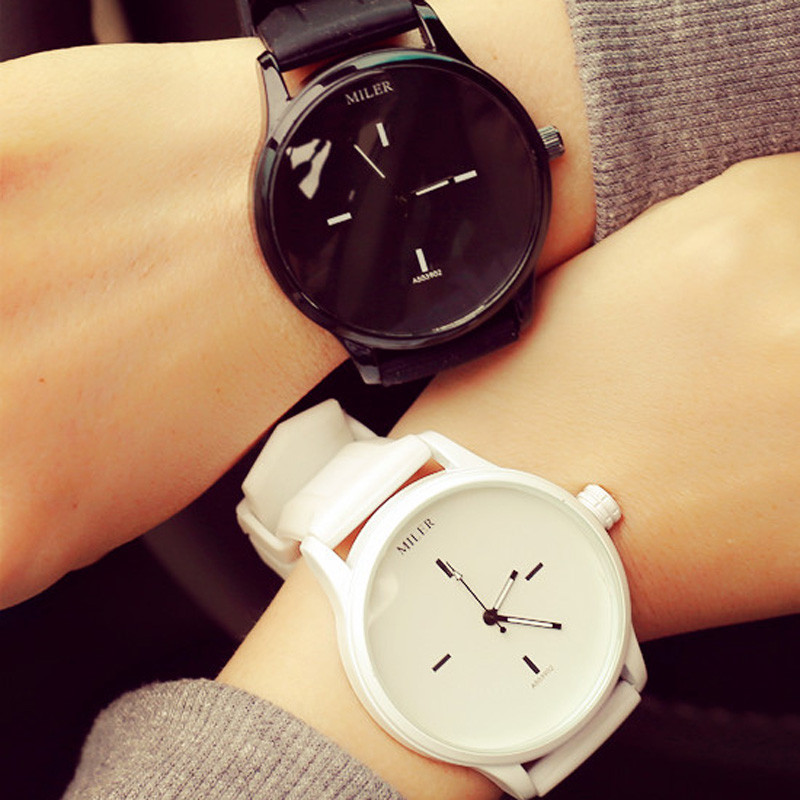 Zwart Wit Paar Horloges Tafels Mode Ban Kleur Analoge Big Dial Mannen Vrouwen Siliconen Horloge Jurk Klok Unisex Quartz Horloges