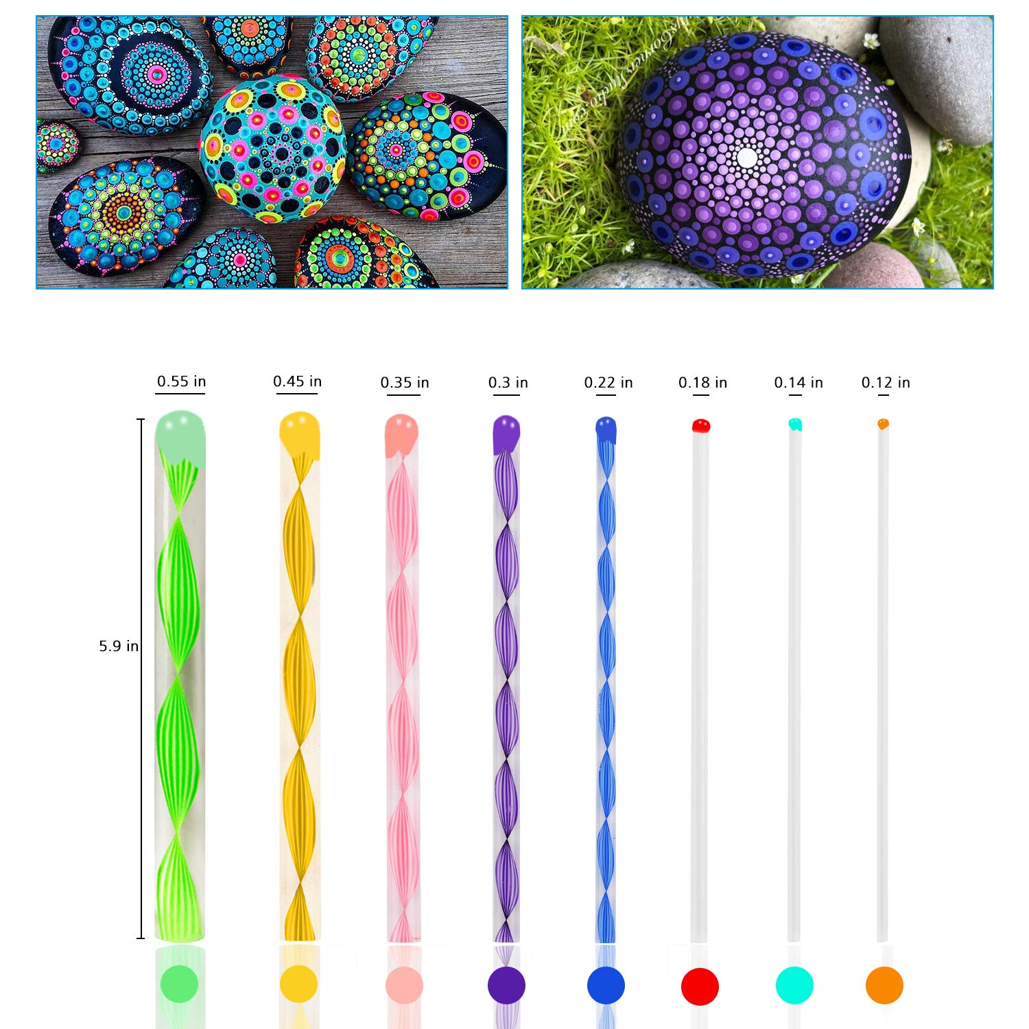 24PCS Mandala Painting Dotting Tools with Dotting Rods Ball Stylus Pen Stencil Paint Tray Brushes for Canva Rock Fabric Wall Ar