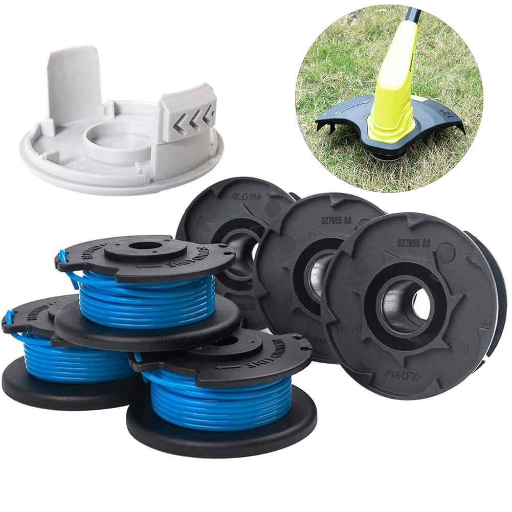 6Pcs Weeding Nylon Line Replacement Spools with 1 Cap for Ryobi Cordless Trimmer