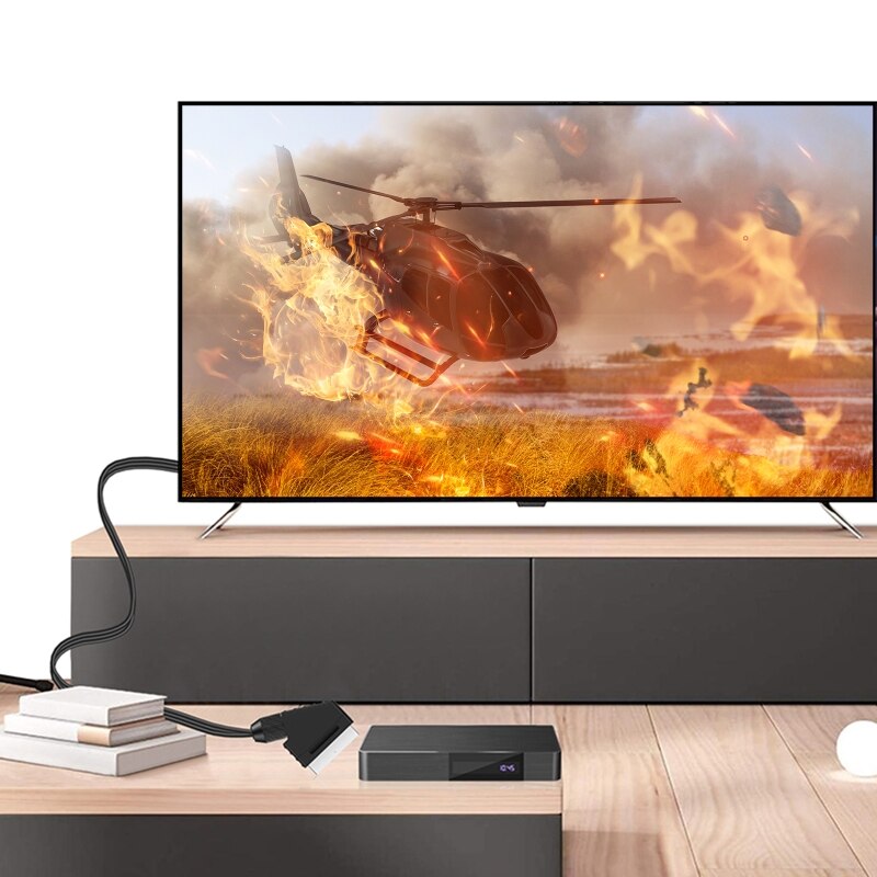 Portable SCART to HDMI-compatible Converter Adaptor Cable Video Audio Conversion Adapter for TV DVD Game Accessories