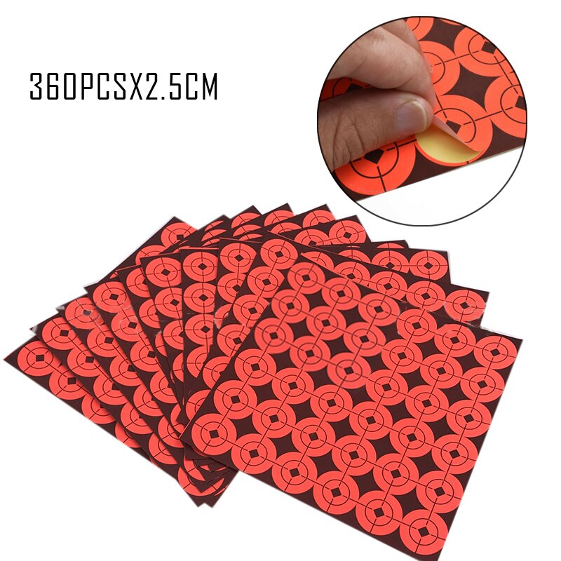 360x Bullseye Doel Stickers Papier Neon Oranje 1 Inch 2.5cm Sport Dart Bereik