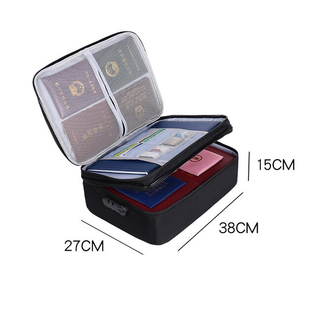 Wodoodporna torba do przechowywania dokumentów zamek szyfrowy etui na paszport komórka karta telefoniczna portfel przechowywanie biurowe akcesoria podróżne: F Black