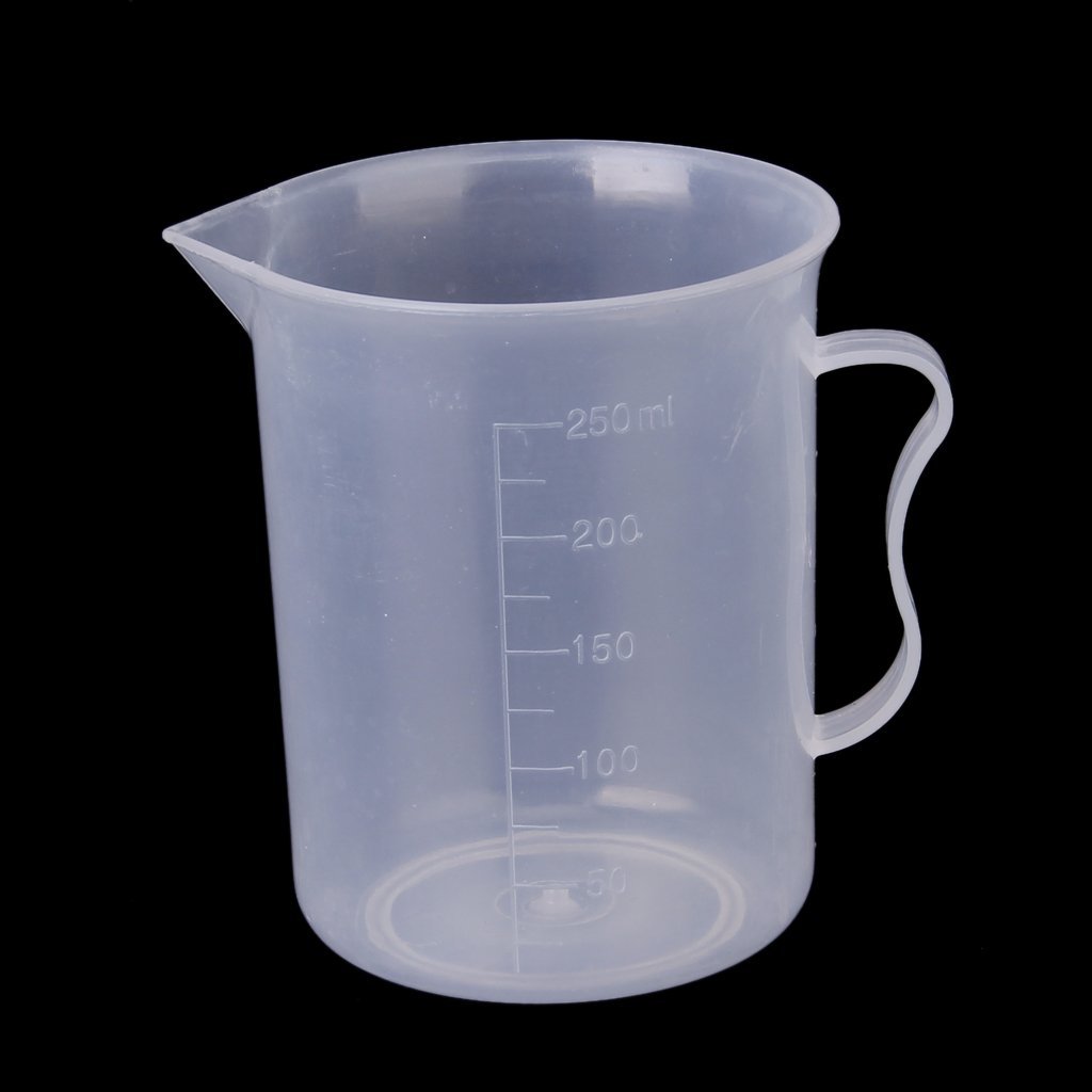 250 ml transparent plastic measuring cup with handle