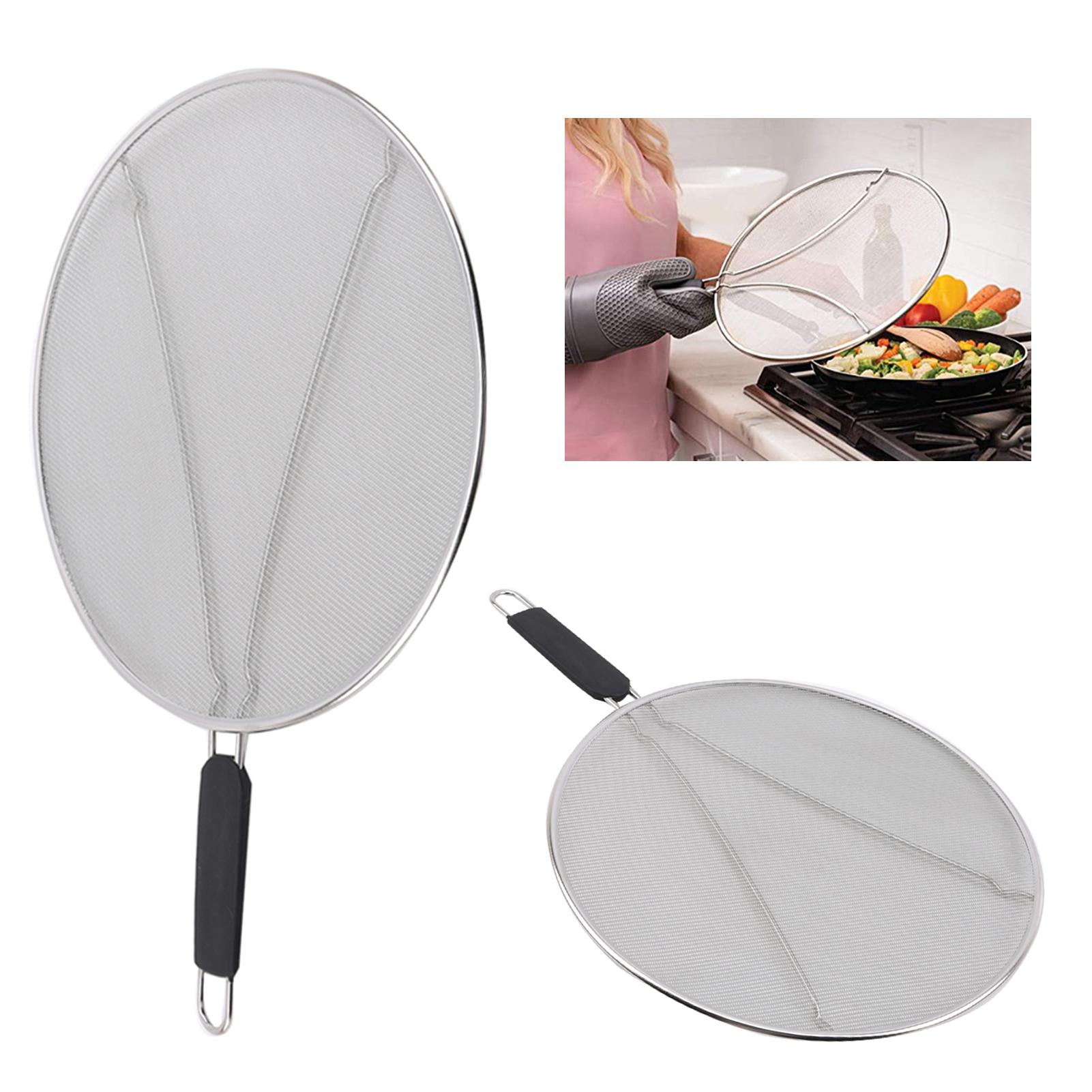 45*29/48*33cm Oil Splatter Screen Stainless Steel Fine Mesh Grease Splatter Guard Kitchen Tool For Frying Pan Fine Powder Sieve