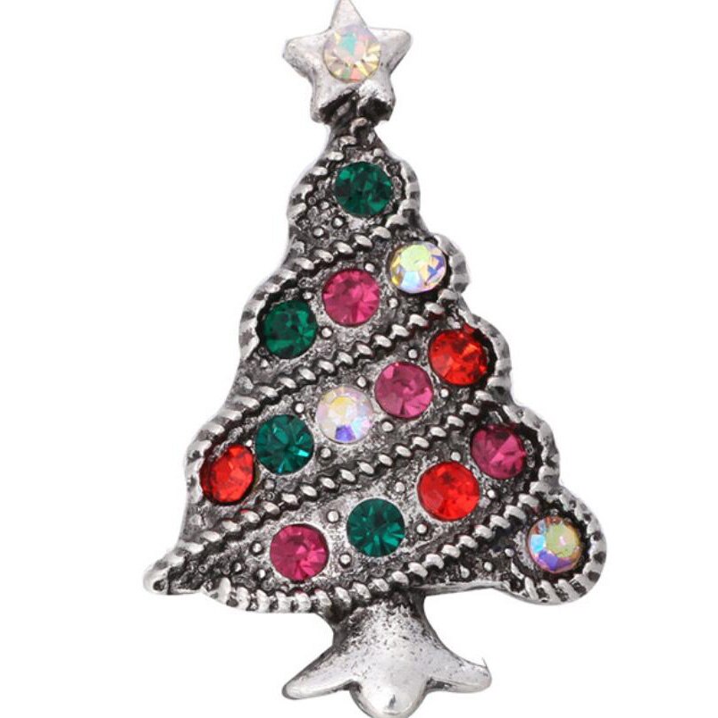 5pcs/lot Christmas Snap Jewelry Crystal Reindeer Bells Snowflake Metal 18mm Snap Buttons Fit Snap Button Bracelet Christmas: 10