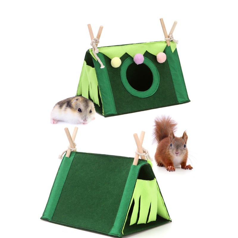 Nowy namiot dla chomika Holenderska świnia Szybowiec cukrowy Ukryty dom robić cienia Małe gniazdo dla zwierząt Drewniany trójkątny namiot robić spania i zabawy