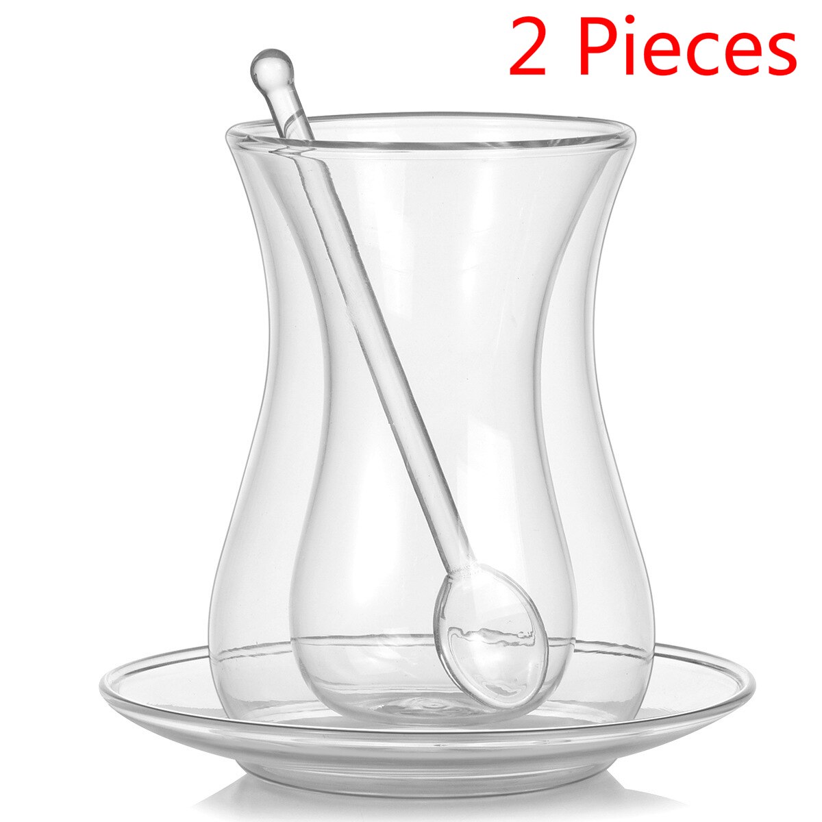 Beauty Black Tea Cup Saucer Teaspoon Sets Turkish Bohea Double Wall Glass Insulated Thermal Cafe ESPRESSO SHOT Coffee Mug Teacup: 2 Pieces