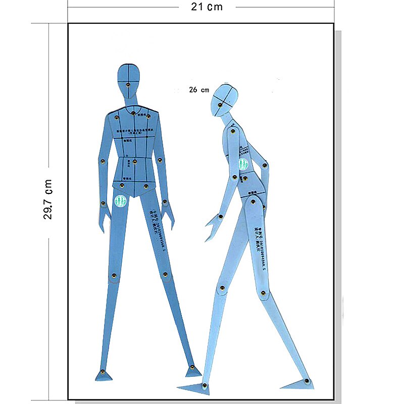 Ruler Set Clothing Human Body Drawing Template Men's and Women's Figure Template Combination Board Set: Man 2pcs