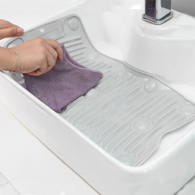 Praktisk vaskeværktøj bærbart sammenklappeligt vaskebræt mini silikone skridsikker vaskemåtte vaskebræt let at opbevare husholdningen