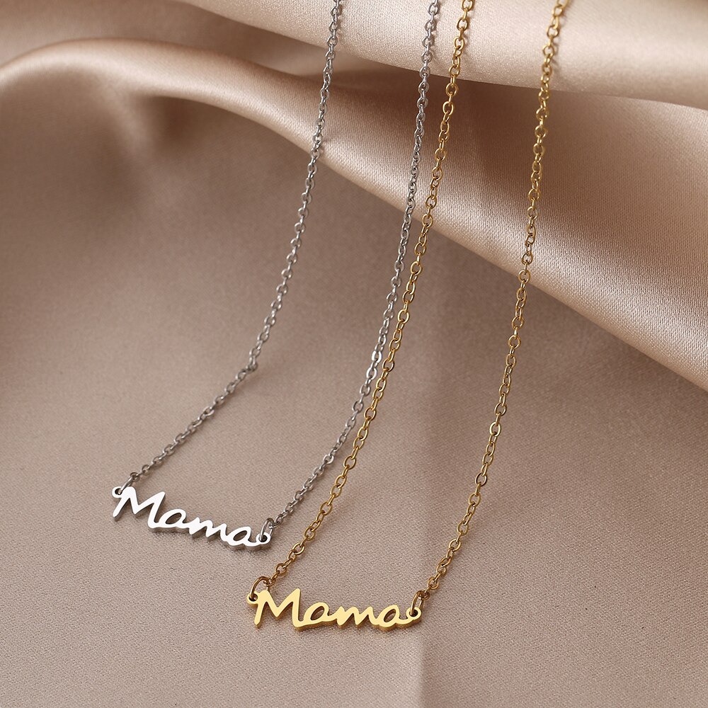 Edelstahl Halsketten Muttertag Mutter knapp Anhänger Kragen Kette Halskette Für Frau Schmuck Party Mama Beste