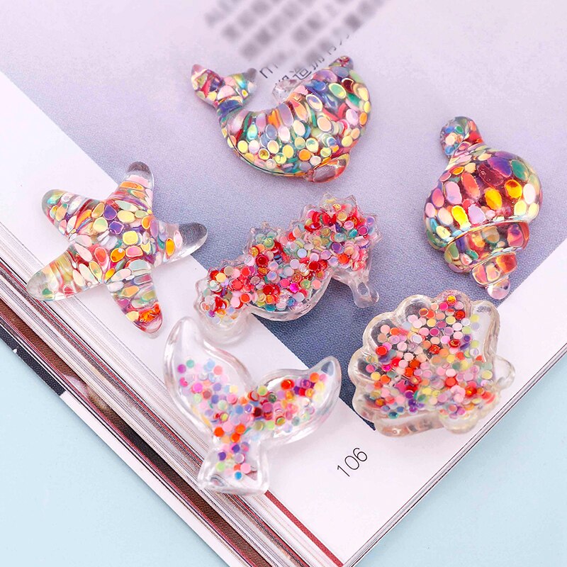 Plat Hars Plakboek Gemengde Transparante Pailletten Set Shell Seahorse Dolfijn Diy Ambachten Decoratieve Accessoires