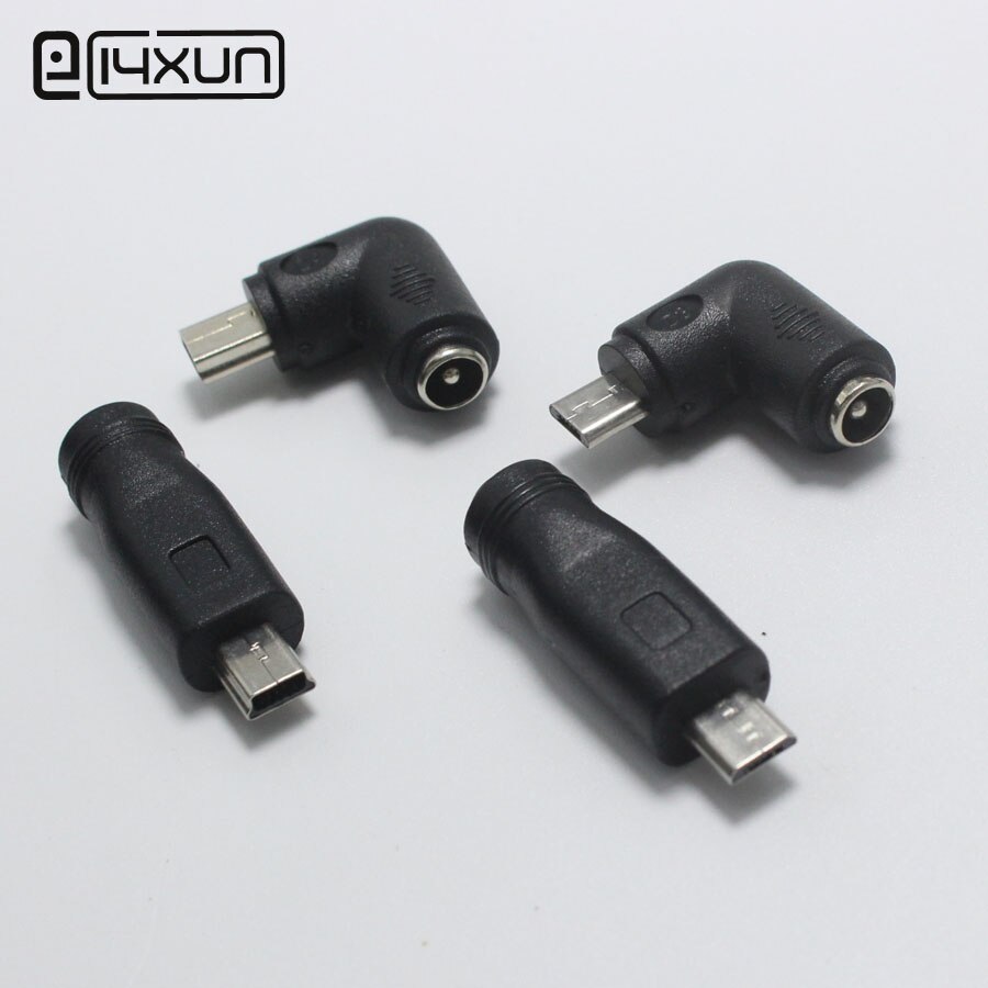 EClyxun 1pcs 5.5x2.1mm Vrouwelijke naar Mini/Micro USB Male 5 Pin DC Stekker 90 /180 Graden Connector Adapter voor V8 Android