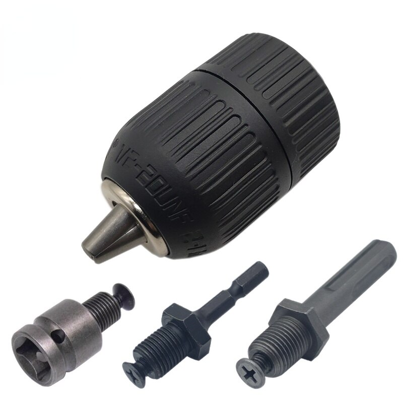 2-13mm Precise Keyless Drill Chuck Adapter 1/2"-20UNF Thread Quick Change Wrench Adapter SDS-Plus 1/4" Hex for Impact Wrench: 4pcs set