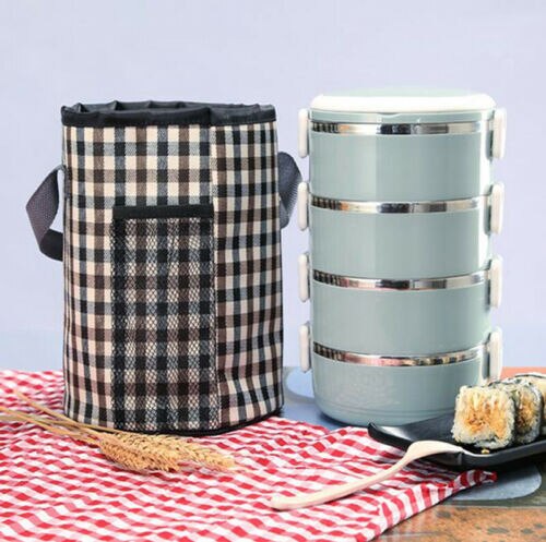 Portable Insulated Food Container Bag Thermos Cooler Picnic Tote Lunch Box Bento Food Container