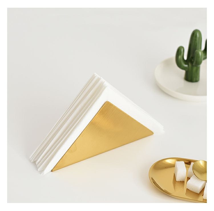 Northern European Ins Golden Triangle Stainless Steel Toilet Paper Holder Western Restaurant Cafe Hotel DiningTable Metal Napkin