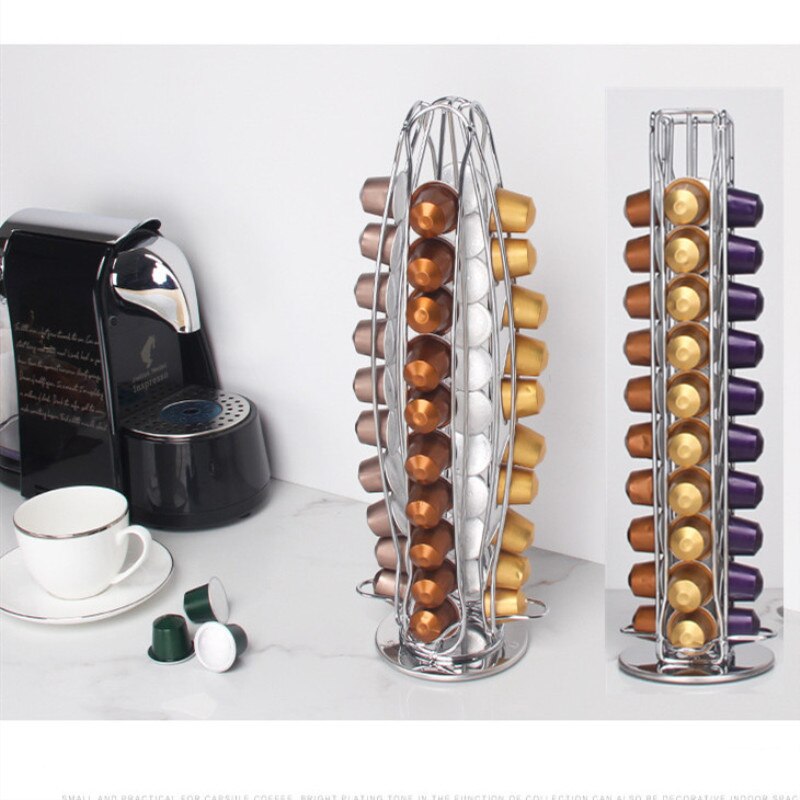 Coffee Capsule Rack Holder Carousel for Nespresso - Holds 40 Capsules OriginalLine. and Modern. 360-degree Rotation