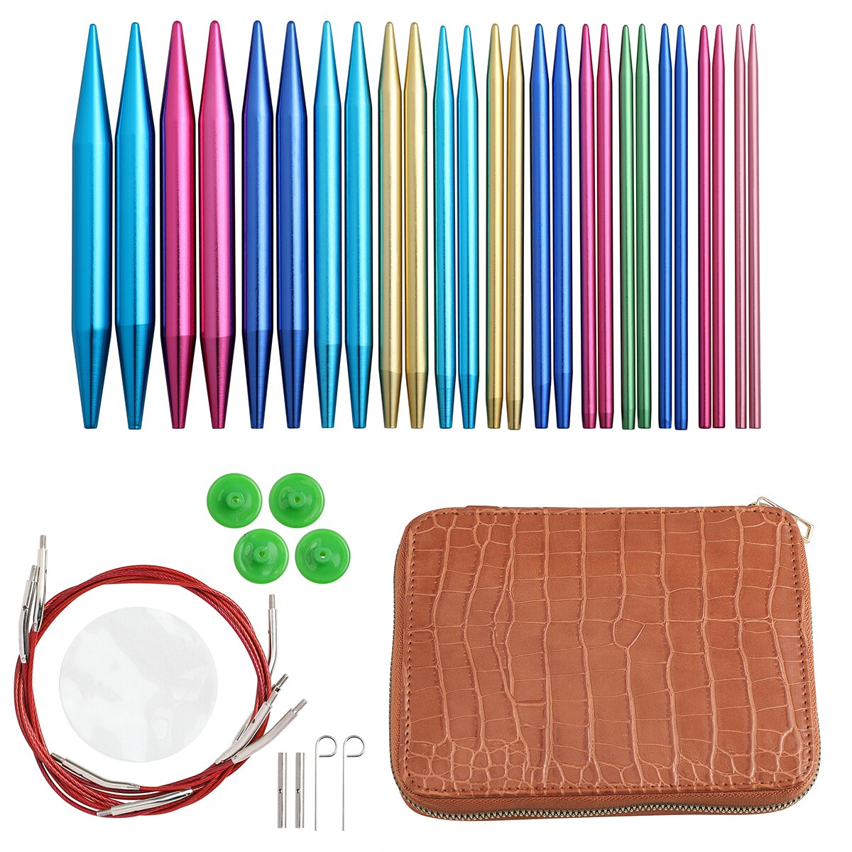 Circular Knitting Needles Set 26pcs Interchangeable Crochet Needles for Crochet Yarn Knitting Accessories Kit for Beginners: Style F