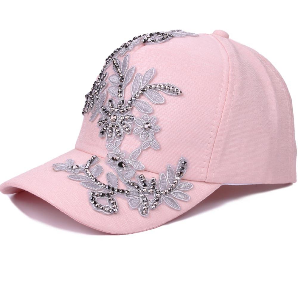 Mode Witte Baseball Cap Vrouwen Bloemen Vorm Jeugd Meisjes Hoeden Casquette Homme Womens Grey Borduren Klinknagel Snapback Cap: pink
