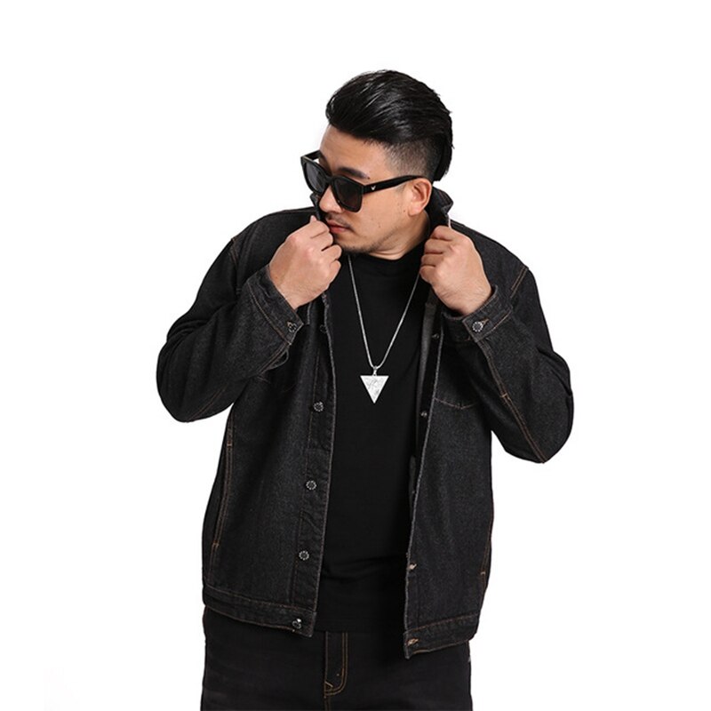 Veste en jean homme grande taille vêtements coupe large grande taille chemise veste en jean oversize vêtements Manteaux veste 7XL 6XL 5XL 4XL: Black / XXL