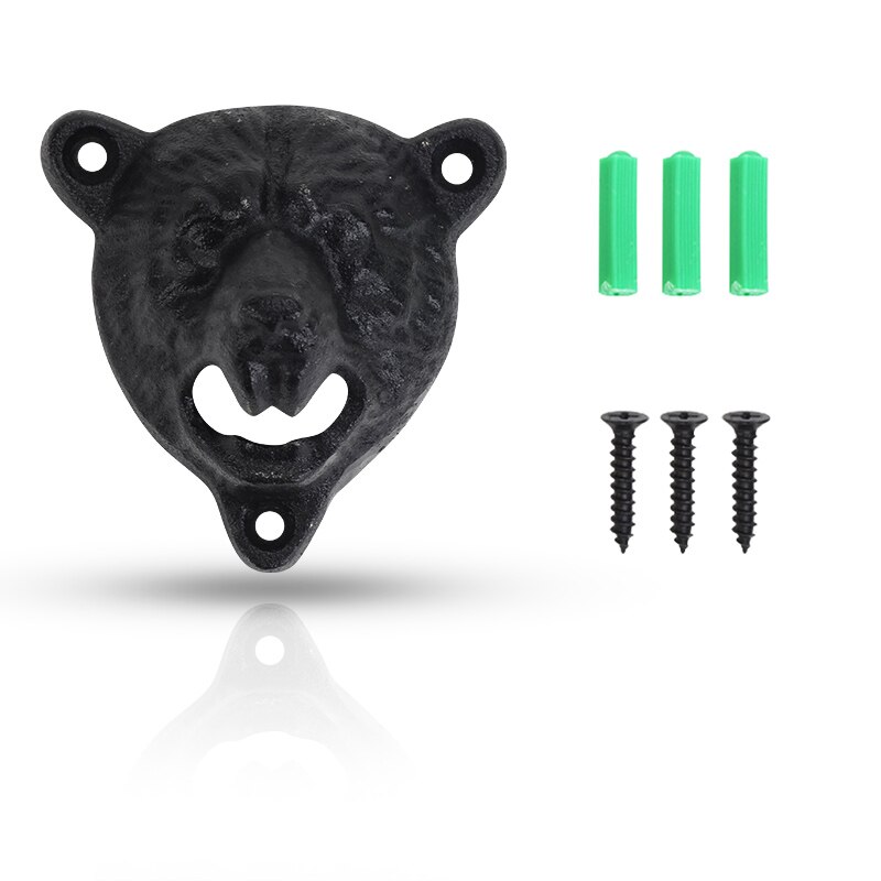 Abrebotellas Vintage de hierro fundido, abridor de vino y refresco montado en la pared, herramientas para abrir cerveza, accesorios para el hogar, cocina, suministros para fiestas: Negro